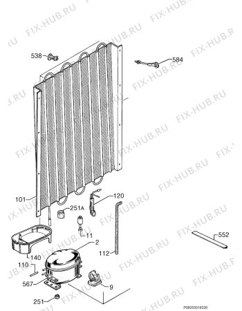 Взрыв-схема холодильника Electrolux ERB7525 - Схема узла Cooling system 017