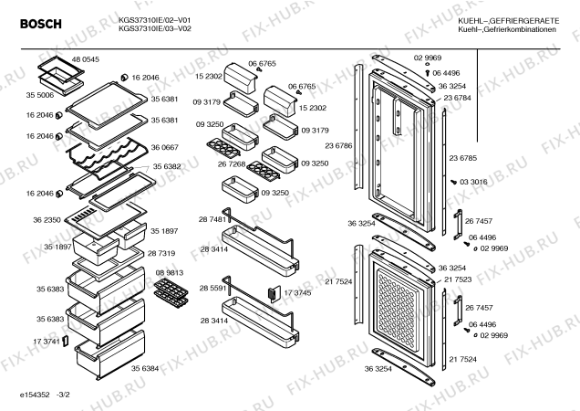 Взрыв-схема холодильника Bosch KGS37310IE - Схема узла 02