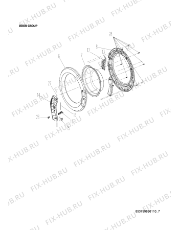 Схема №4 AWG/B M7120 S с изображением Ручка (крючок) люка для стиралки Whirlpool 482000019777