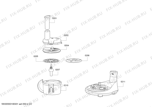 Взрыв-схема блендера (миксера) Profilo PHB1231S - Схема узла 02