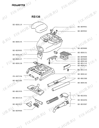 Взрыв-схема пылесоса Rowenta RS136 - Схема узла RS136___.IT2