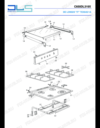 Схема №3 TEX645/1A с изображением Шуруп для плиты (духовки) DELONGHI 01111