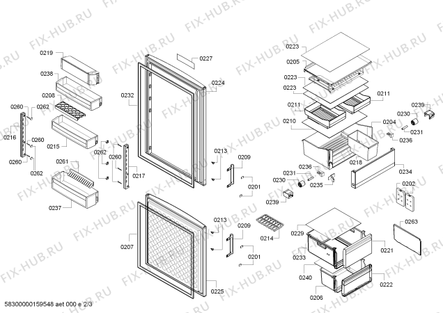 Схема №1 KG58EAW30N с изображением Разделительная стенка для холодильной камеры Siemens 00791473