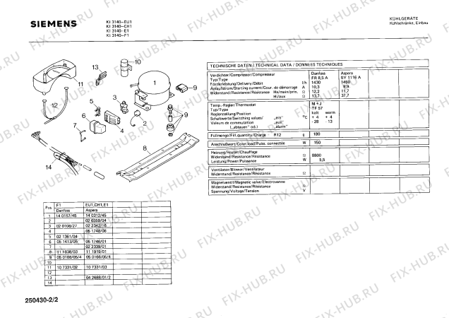 Взрыв-схема холодильника Siemens KI3140 - Схема узла 02