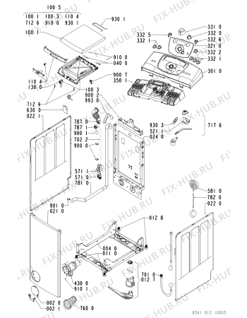 Схема №1 AWT 9120 с изображением Обшивка для стиралки Whirlpool 481245214218