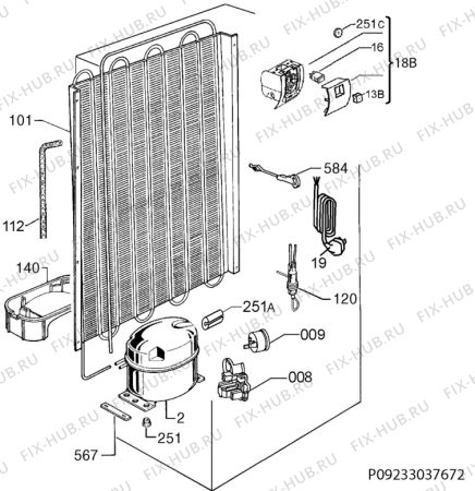 Взрыв-схема холодильника Electrolux ERF4114DOW - Схема узла Cooling system 017