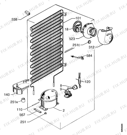 Взрыв-схема холодильника Zanussi ZFD19/5DAC - Схема узла Cooling system 017