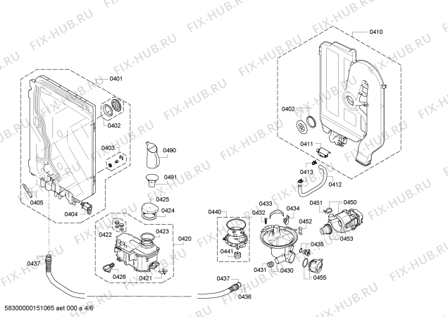 Взрыв-схема посудомоечной машины Neff S42M58N5EU - Схема узла 04