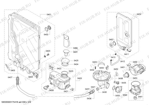 Взрыв-схема посудомоечной машины Siemens SN25N881EU, ECO-Silence - Схема узла 04