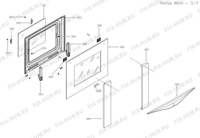 Взрыв-схема плиты (духовки) Gorenje U365MTR   -RF, VARMLUFT (900000816, B600) - Схема узла 04