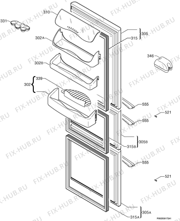 Взрыв-схема холодильника Rex Electrolux RC2033P - Схема узла Door 003