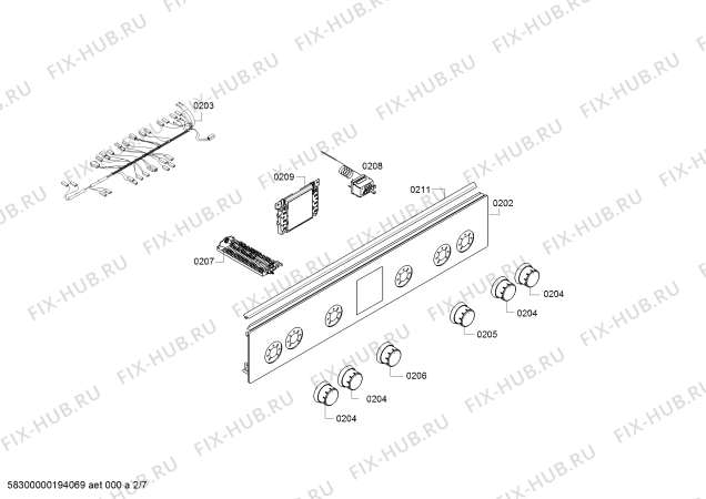 Взрыв-схема плиты (духовки) Bosch HGD645355M - Схема узла 02