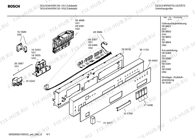 Схема №3 SGU33E02SK Exklusiv с изображением Инструкция по эксплуатации для электропосудомоечной машины Bosch 00588801