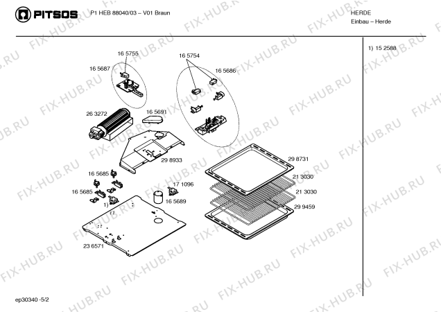 Схема №4 P1HEB88042 с изображением Панель управления для плиты (духовки) Bosch 00431999