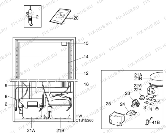 Взрыв-схема холодильника Electrolux AR8993B - Схема узла C10 Cold, users manual