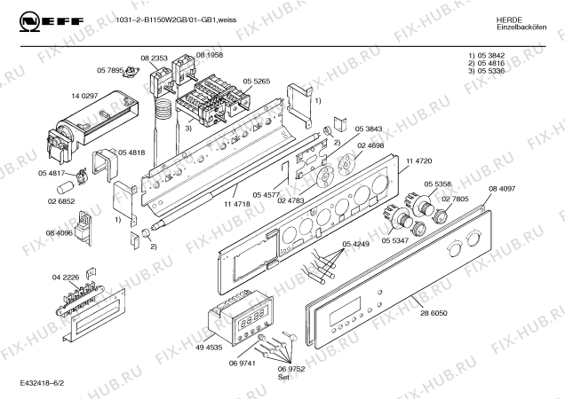 Схема №3 B1150W2GB 10312 с изображением Панель для электропечи Bosch 00286050