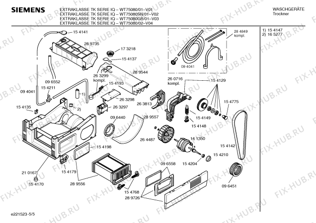 Взрыв-схема сушильной машины Siemens WT75080SN Extraklasse TK Serie IQ - Схема узла 05