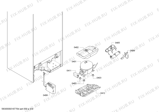 Взрыв-схема холодильника Bosch KIS86HD40 - Схема узла 04