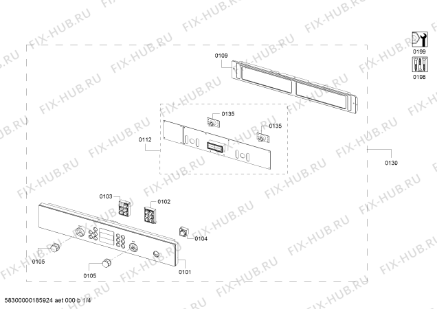 Схема №4 HBC84H500 с изображением Панель управления для духового шкафа Bosch 00770119