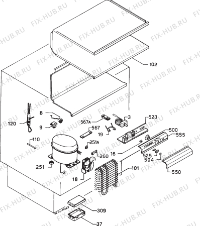 Взрыв-схема холодильника Zanussi ZU3120F - Схема узла Cooling system 017