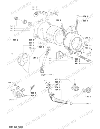 Взрыв-схема стиральной машины Whirlpool AWO/D 41431 - Схема узла