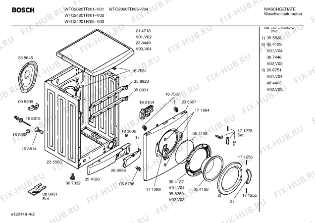 Схема №3 WFO2020TR Bosch Maxx WFO 2020 с изображением Таблица программ для стиралки Bosch 00581935