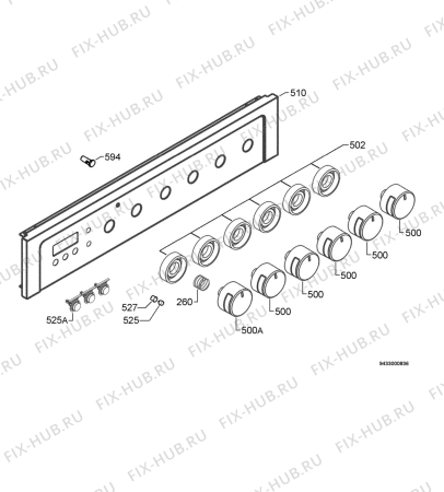 Взрыв-схема плиты (духовки) Electrolux EKM70571X - Схема узла Command panel 037