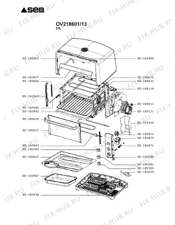 Схема №1 OV578030/13B с изображением Термоэлемент для плиты (духовки) Tefal SS-183871