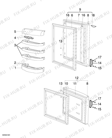 Взрыв-схема холодильника Zanussi ZRB31O - Схема узла Door 003