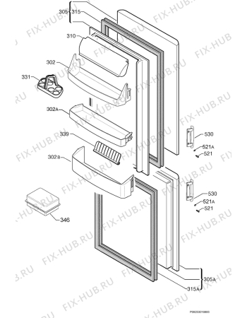 Взрыв-схема холодильника Electrolux RB2435 - Схема узла Door 003