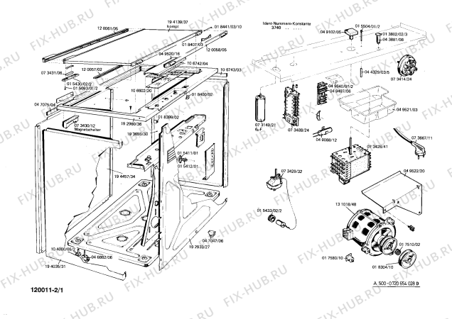 Схема №2 0720654028 A500 с изображением Подшипник для стиралки Bosch 00018436