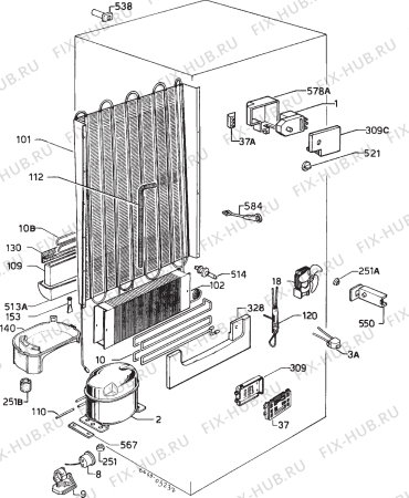 Взрыв-схема холодильника Zanussi ZFC62/23FF - Схема узла Cooling system 017