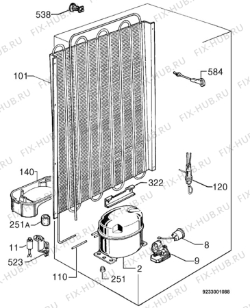 Взрыв-схема холодильника Zanussi ZCR85L - Схема узла Cooling system 017