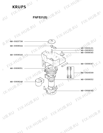 Взрыв-схема кофеварки (кофемашины) Krups FNF531(0) - Схема узла UP002505.0P2