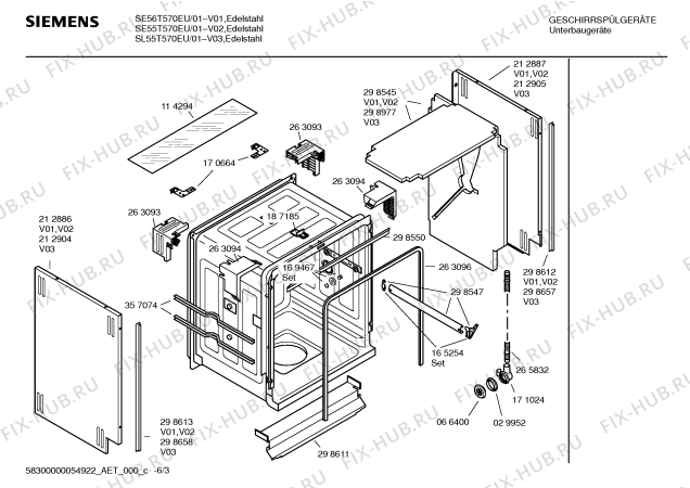 Взрыв-схема посудомоечной машины Siemens SL55T570EU - Схема узла 03