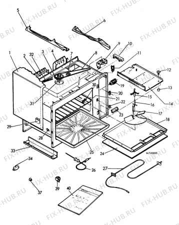 Взрыв-схема микроволновой печи Electrolux NF4076 - Схема узла H40 Housing, glass tray  C