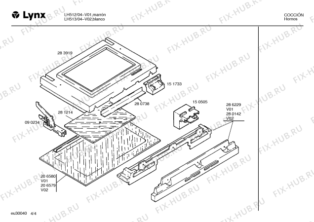 Взрыв-схема плиты (духовки) Lynx LH513 - Схема узла 04