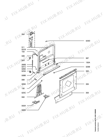 Взрыв-схема посудомоечной машины Faure LVI762W - Схема узла Door 003