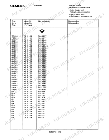 Схема №10 RS175R4 с изображением Сервисная инструкция для аудиотехники Siemens 00535431