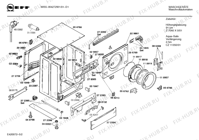 Схема №1 W4272G1 WI50 с изображением Инструкция по эксплуатации для стиральной машины Bosch 00516920