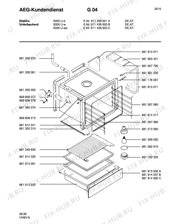 Взрыв-схема плиты (духовки) Aeg COMPETENCE 5000U-W - Схема узла Section1