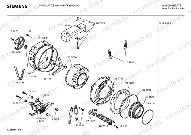 Схема №1 S1WTF3900A SIWAMAT XS436 с изображением Панель управления для стиралки Siemens 00359520