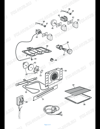 Взрыв-схема плиты (духовки) DELONGHI NFMA6 - Схема узла 2