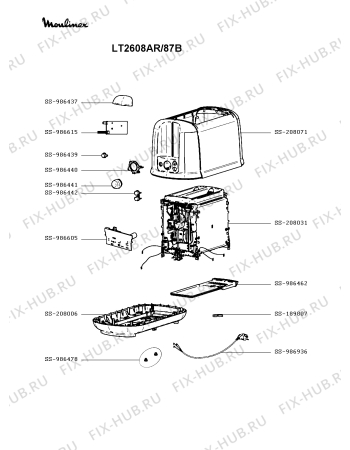 Схема №1 LT2608AR/87A с изображением Кабель для тостера (фритюрницы) Moulinex SS-986936