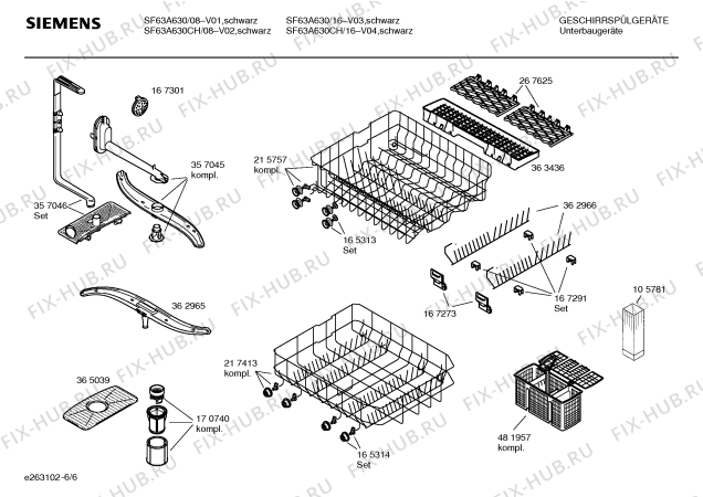 Взрыв-схема посудомоечной машины Siemens SF63A630CH - Схема узла 06