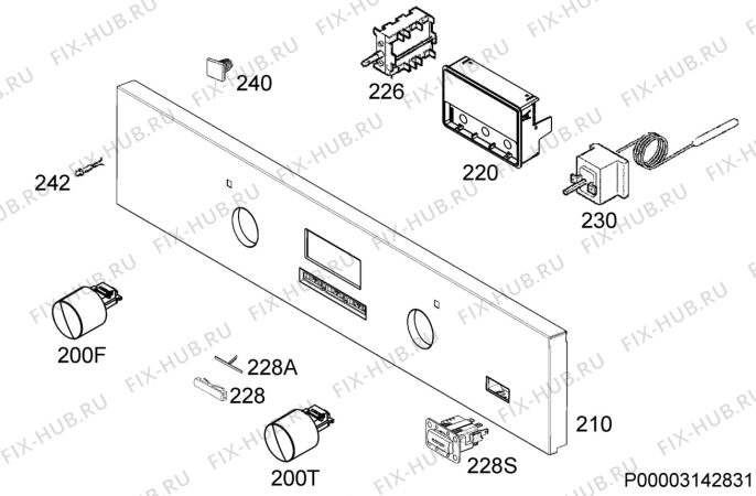 Взрыв-схема плиты (духовки) Zanussi ZOB65902XU - Схема узла Command panel 037