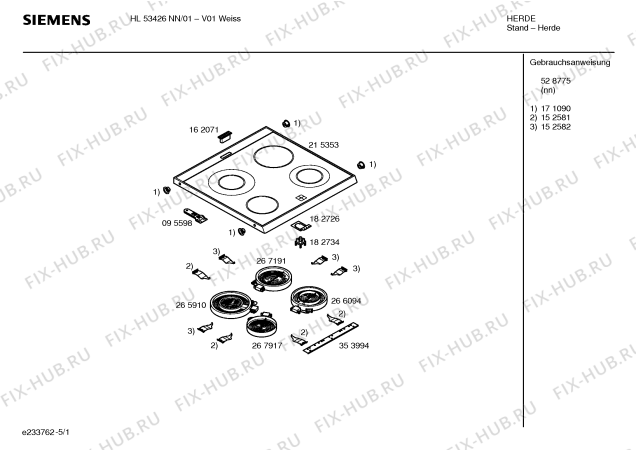 Схема №3 HL53426NN с изображением Инструкция по эксплуатации для духового шкафа Siemens 00528775