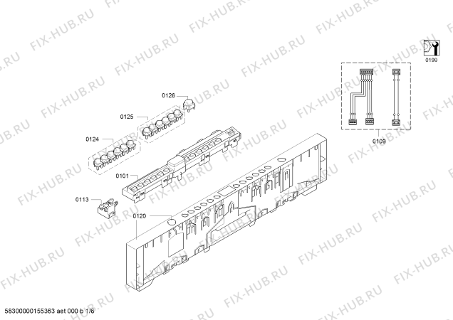 Схема №4 S51M40X5EU с изображением Передняя панель для посудомоечной машины Bosch 00705386