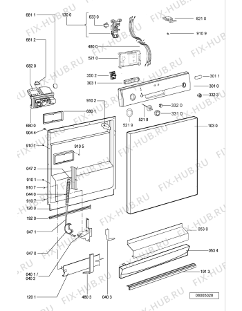 Схема №2 C 844 BL с изображением Обшивка для электропосудомоечной машины Whirlpool 481245372619