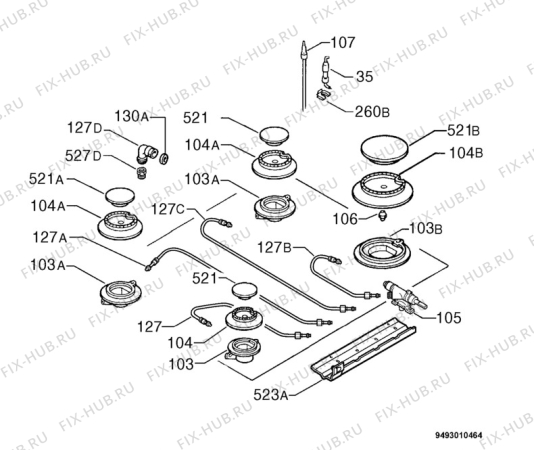 Взрыв-схема плиты (духовки) Zanussi ZGF644ITXC - Схема узла Functional parts 267